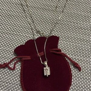 Silver Box Pendant with Box Chain